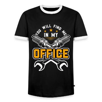 Mechanic Automotive Mechatronics Technician - Men's Ringer Shirt - black/white - Front - AI Model Female 172 light (172cm) & AI Model Male 178 light (178cm)