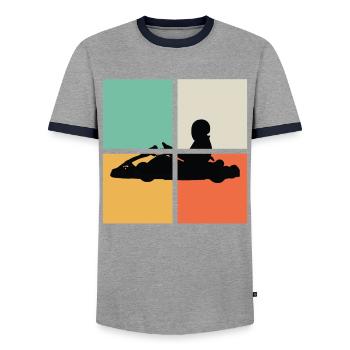 HIPSTER GO-CART - Men's Ringer Shirt - grey/navy  - Front - AI Model Female 172 light (172cm) & AI Model Male 178 light (178cm)