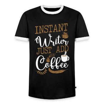 Writing Coffee Novel Writer & - Männer Kontrast-T-Shirt - Schwarz/Weiß - Vorne - AI Model Female 172 light (172cm) & AI Model Male 178 light (178cm)