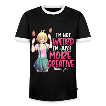 Anime Je ne suis pas bizarre Je suis juste plus créatif Otaku - T-shirt contrasté Homme - noir/blanc - Devant - AI Model Female 172 light (172cm) & AI Model Male 178 light (178cm)