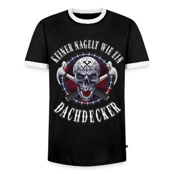 Dachdecker keiner nagelt wie ein Dachdecker - Männer Kontrast-T-Shirt - Schwarz/Weiß - Vorne - AI Model Female 172 light (172cm) & AI Model Male 178 light (178cm)