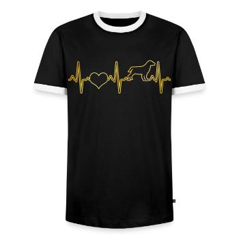 Battement de cœur de chien - T-shirt contrasté Homme - noir/blanc - Devant - AI Model Female 172 light (172cm) & AI Model Male 178 light (178cm)