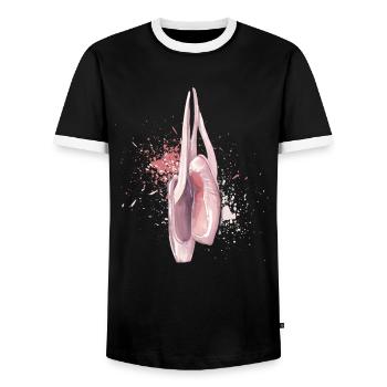 Ballett Dancer Ballerina Shoes pink - Men's Ringer Shirt - black/white - Front - AI Model Female 172 light (172cm) & AI Model Male 178 light (178cm)