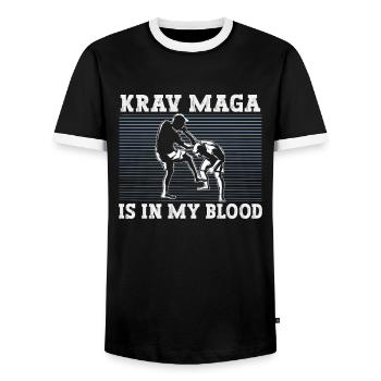 Krav Maga Martial Arts Krav Maga Trainer Krav Maga - Men's Ringer Shirt - black/white - Front - AI Model Female 172 light (172cm) & AI Model Male 178 light (178cm)