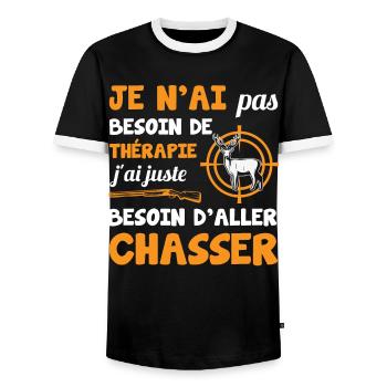 Je n'ai pas besoin de thérapie chasseur pratiquant - T-shirt contrasté Homme - noir/blanc - Devant - AI Model Female 172 light (172cm) & AI Model Male 178 light (178cm)