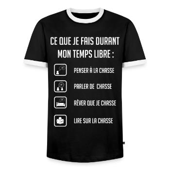 Chasseur accro amoureux chasse temps libre loisirs - T-shirt contrasté Homme - noir/blanc - Devant - AI Model Female 172 light (172cm) & AI Model Male 178 light (178cm)