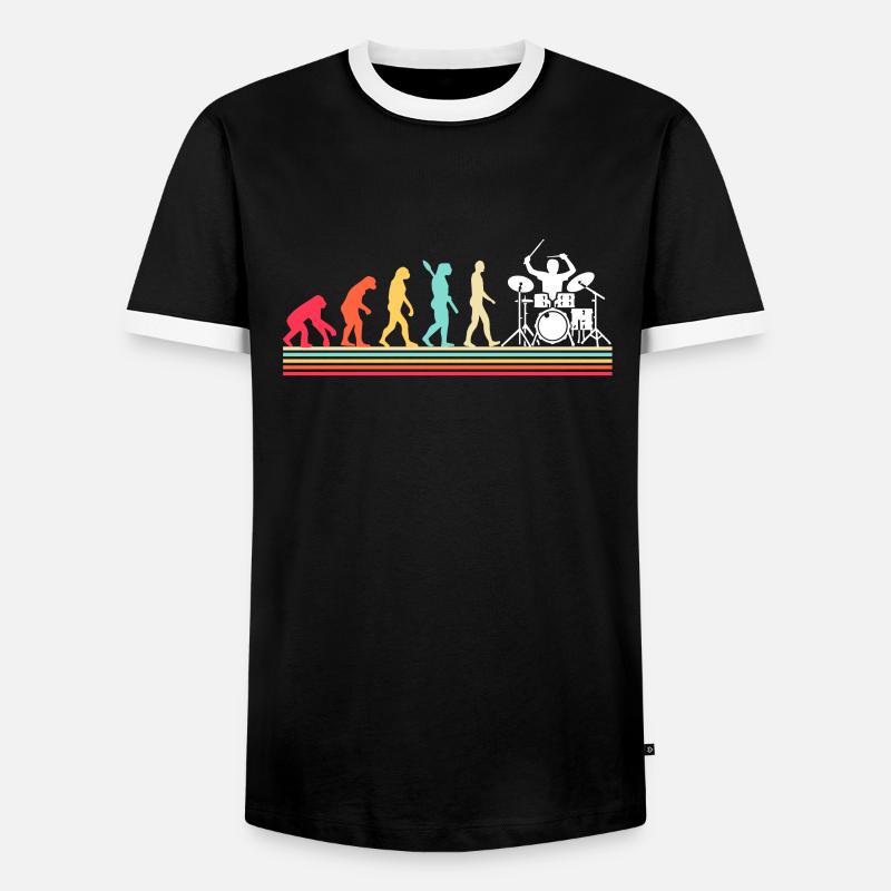 Schlagzeuger Evolution Schlagzeug - Männer Kontrast-T-Shirt - Schwarz/Weiß