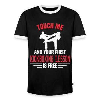 Kickboxing Kickboxer Martial Arts Boxer Sparring - Men's Ringer Shirt - black/white - Front - AI Model Female 172 light (172cm) & AI Model Male 178 light (178cm)