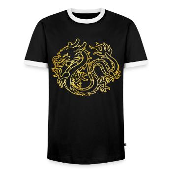 chinesischer Drache - Männer Kontrast-T-Shirt - Schwarz/Weiß - Vorne - AI Model Female 172 light (172cm) & AI Model Male 178 light (178cm)