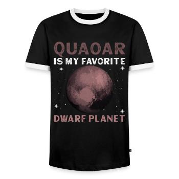 Quaoar Is My Favorite Dwarf Planet - Quaoar - Männer Kontrast-T-Shirt - Schwarz/Weiß - Vorne - AI Model Female 172 light (172cm) & AI Model Male 178 light (178cm)