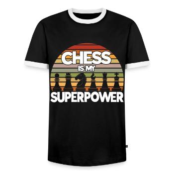 Chess Player Gift Chess Club Chess - Men's Ringer Shirt - black/white - Front - AI Model Female 172 light (172cm) & AI Model Male 178 light (178cm)
