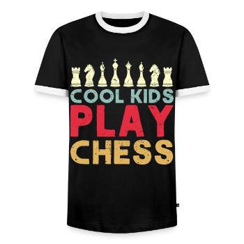 Chess Player Gift Chess Club Chess - Men's Ringer Shirt - black/white - Front - AI Model Female 172 light (172cm) & AI Model Male 178 light (178cm)