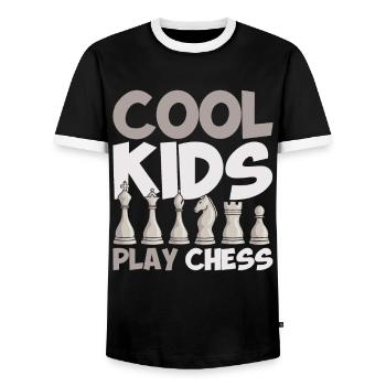 Chess Player Gift Chess Club Chess - Men's Ringer Shirt - black/white - Front - AI Model Female 172 light (172cm) & AI Model Male 178 light (178cm)