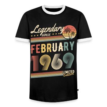 Édition limitée février 1969 - T-shirt contrasté Homme - noir/blanc - Devant - AI Model Female 172 light (172cm) & AI Model Male 178 light (178cm)