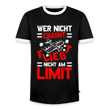 Modellflug Modellbauer Modellflieger Modelflug - Männer Kontrast-T-Shirt - Schwarz/Weiß - Vorne - AI Model Female 172 light (172cm) & AI Model Male 178 light (178cm)
