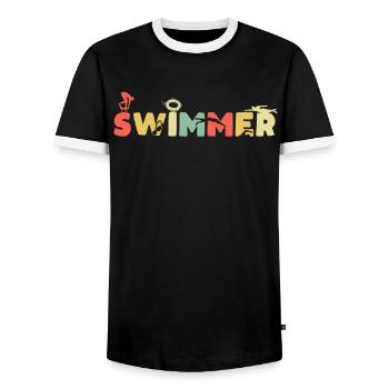 Nageurs nageurs - T-shirt contrasté Homme - noir/blanc - Devant - AI Model Female 172 light (172cm) & AI Model Male 178 light (178cm)