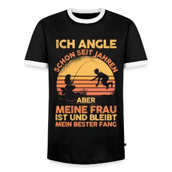 Angler Angeln Fischer - Männer Kontrast-T-Shirt - Schwarz/Weiß - Vorne - AI Model Female 172 light (172cm) & AI Model Male 178 light (178cm)