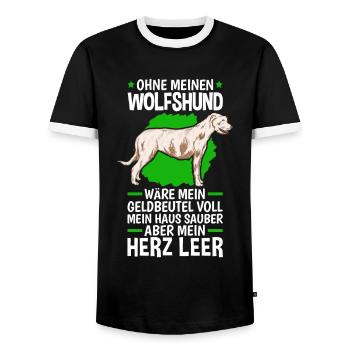 Ohne meinen Irischer Wolfshund Irish Wolfhound - Männer Kontrast-T-Shirt - Schwarz/Weiß - Vorne - AI Model Female 172 light (172cm) & AI Model Male 178 light (178cm)