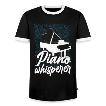 Piano Teacher Pianist Music Notes - Men's Ringer Shirt - black/white - Front - AI Model Female 172 light (172cm) & AI Model Male 178 light (178cm)