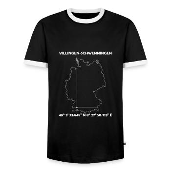 Villingen-Schwenningen Map - Men's Ringer Shirt - black/white - Front - AI Model Female 172 light (172cm) & AI Model Male 178 light (178cm)