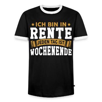 Ich bin in Rente lustiger Spruch Rente Rentner Ren - Männer Kontrast-T-Shirt - Schwarz/Weiß - Vorne - AI Model Female 172 light (172cm) & AI Model Male 178 light (178cm)