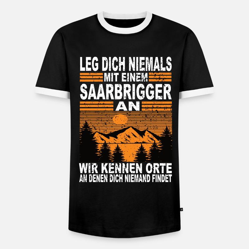 Leg Dich Niemals Mit Einem Saarbrigger an - Männer Kontrast-T-Shirt - Schwarz/Weiß