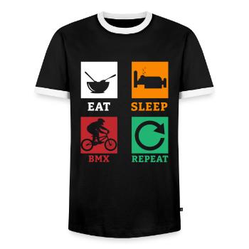 BMX Bike BMX Fahrrad BMX Rennen BMX Rad Geschenk - Männer Kontrast-T-Shirt - Schwarz/Weiß - Vorne - AI Model Female 172 light (172cm) & AI Model Male 178 light (178cm)