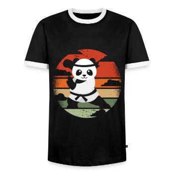 Karate Kung Fu Panda Kreis Des Lebens Meister Nie - Männer Kontrast-T-Shirt - Schwarz/Weiß - Vorne - AI Model Female 172 light (172cm) & AI Model Male 178 light (178cm)