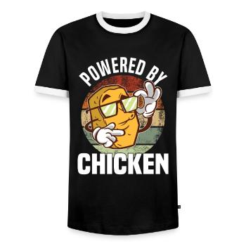 Chicken Diet Breakfast Chicken Nuggets Fan - Men's Ringer Shirt - black/white - Front - AI Model Female 172 light (172cm) & AI Model Male 178 light (178cm)