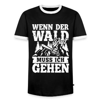 Wenn der Wald ruft muss ich gehen - Männer Kontrast-T-Shirt - Schwarz/Weiß - Vorne - AI Model Female 172 light (172cm) & AI Model Male 178 light (178cm)