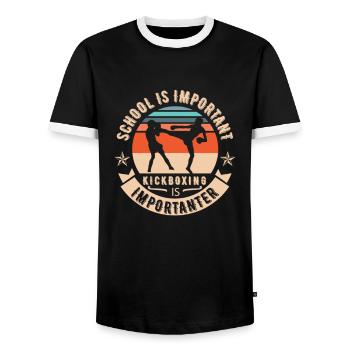 MMA Muay Thai Thai Boxing Kickboxing Boxe Cadeau - T-shirt contrasté Homme - noir/blanc - Devant - AI Model Female 172 light (172cm) & AI Model Male 178 light (178cm)