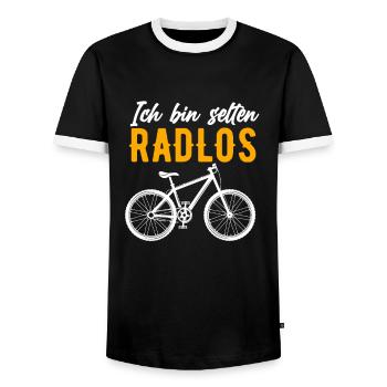 Ich bin selten Radlos, Fahrrad Fahrradtour Natur - Männer Kontrast-T-Shirt - Schwarz/Weiß - Vorne - AI Model Female 172 light (172cm) & AI Model Male 178 light (178cm)