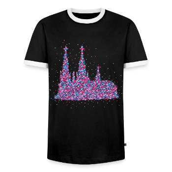 Carnaval de la cathédrale de Cologne - T-shirt contrasté Homme - noir/blanc - Devant - AI Model Female 172 light (172cm) & AI Model Male 178 light (178cm)