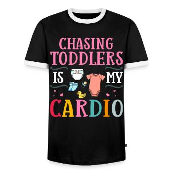Baby-sitter Assistante maternelle Garde d’enfants Merci - T-shirt contrasté Homme - noir/blanc - Devant - AI Model Female 172 light (172cm) & AI Model Male 178 light (178cm)