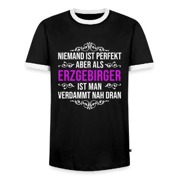 Erzgebirge Spruch Aue Sachsen Perfekt Erzgebirgler - Männer Kontrast-T-Shirt - Schwarz/Weiß - Vorne - AI Model Female 172 light (172cm) & AI Model Male 178 light (178cm)