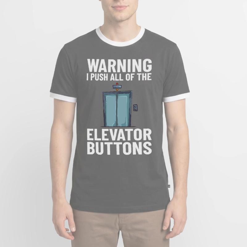 Elevator Elevator System Technician Elevator Lift Men's Ringer Shirt