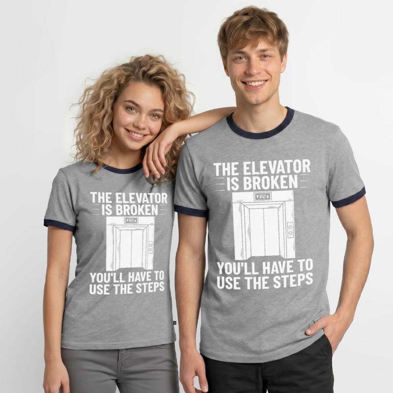 Elevator Elevator System Technician Elevator Lift Men's Ringer Shirt