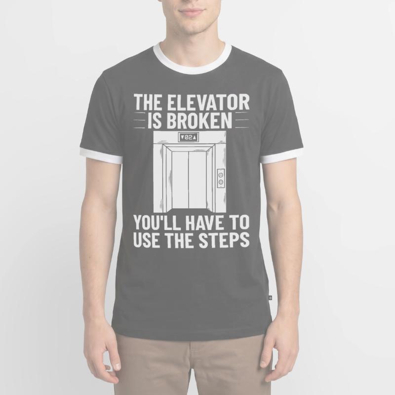 Elevator Elevator System Technician Elevator Lift Men's Ringer Shirt