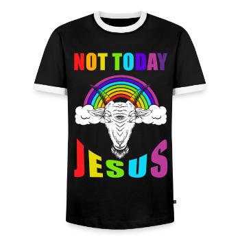 Not today Jesus - Männer Kontrast-T-Shirt - Schwarz/Weiß - Vorne - AI Model Female 172 light (172cm) & AI Model Male 178 light (178cm)