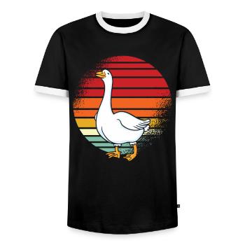 Gans Retro - Männer Kontrast-T-Shirt - Schwarz/Weiß - Vorne - AI Model Female 172 light (172cm) & AI Model Male 178 light (178cm)