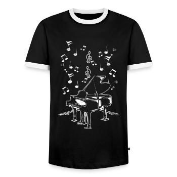 Life easy to play piano like a pro - Men's Ringer Shirt - black/white - Front - AI Model Female 172 light (172cm) & AI Model Male 178 light (178cm)