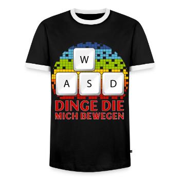 WASD Dinge Die Mich Bewegen - Männer Kontrast-T-Shirt - Schwarz/Weiß - Vorne - AI Model Female 172 light (172cm) & AI Model Male 178 light (178cm)