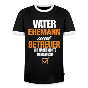 Vater Ehemann und Betreuer - Männer Kontrast-T-Shirt - Schwarz/Weiß - Vorne - AI Model Female 172 light (172cm) & AI Model Male 178 light (178cm)