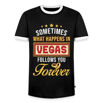 Las Vegas Wedding - Men's Ringer Shirt - black/white - Front - AI Model Female 172 light (172cm) & AI Model Male 178 light (178cm)