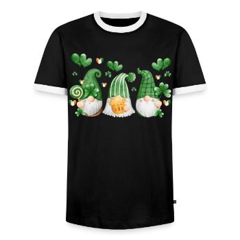 Gnome Irish Lucky Beer Drinking - Männer Kontrast-T-Shirt - Schwarz/Weiß - Vorne - AI Model Female 172 light (172cm) & AI Model Male 178 light (178cm)