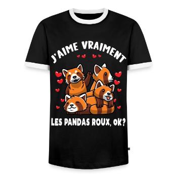 Petit Panda Roux Kawaii - T-shirt contrasté Homme - noir/blanc - Devant - AI Model Female 172 light (172cm) & AI Model Male 178 light (178cm)