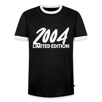 18th Birthday 18 Years 2004 Boys Girls Party - Men's Ringer Shirt - black/white - Front - AI Model Female 172 light (172cm) & AI Model Male 178 light (178cm)