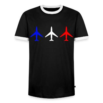 Airplane Airplanes - Men's Ringer Shirt - black/white - Front - AI Model Female 172 light (172cm) & AI Model Male 178 light (178cm)