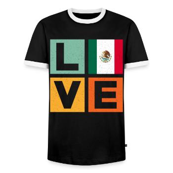 Mexico Love - Men's Ringer Shirt - black/white - Front - AI Model Female 172 light (172cm) & AI Model Male 178 light (178cm)