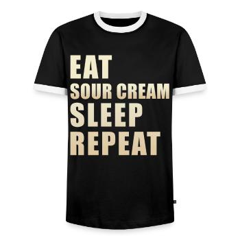 Sour Cream - Men's Ringer Shirt - black/white - Front - AI Model Female 172 light (172cm) & AI Model Male 178 light (178cm)